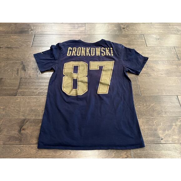 Nike Mens Navy Athletic Cut The Nike Tee Rob Gronkowski #87 NE Patriots Size L - Picture 3 of 12